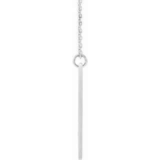 14K White Engravable Pierced Cross Bar 16-18" Necklace