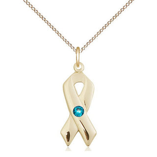 14kt Gold Filled Cancer Awareness Pendant with 3mm Zircon Swarovski Necklace
