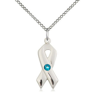 Sterling Silver Cancer Awareness Pendant with 3mm Zircon Swarovski stone Necklace