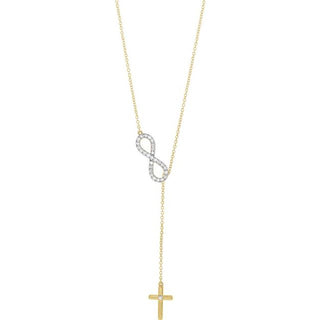 14K Yellow 1/5 CTW Natural Diamond Infinity-Inspired Cross 18" Necklace