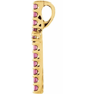 14K Yellow Natural Pink Tourmaline Petite Cross Pendant