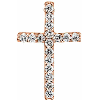 14K Rose .06 CTW Lab-Grown Diamond Petite Cross Pendant