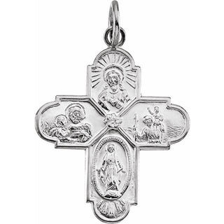 14K White 24.5x21.5 mm Four-Way Cross Medal 