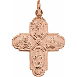14K Rose 24.5x21.5 mm Four-Way Cross Medal 