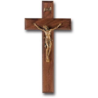 10" Walnut Cross With Museum Gold Corpus