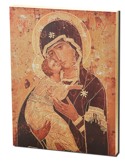 Our Lady Of Vladimir Large Gold Embossed Plaque