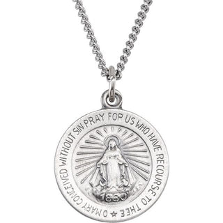 Sterling Silver 22 mm Miraculous Medal 24" Necklace