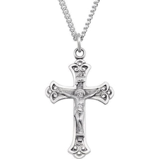 Sterling Silver 32x22 mm Crucifix 24" Necklace