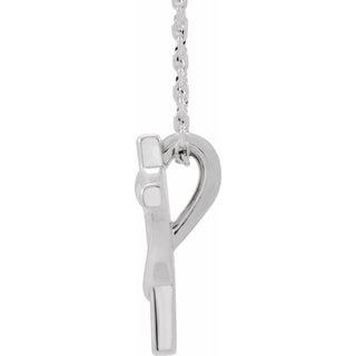 14K White Youth Cross with Heart 15" Necklace