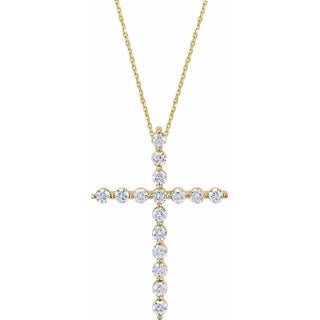 14K Yellow 1/2 CTW Natural Diamond Cross 18" Necklace