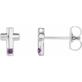 Platinum Natural Alexandrite Cross Earrings