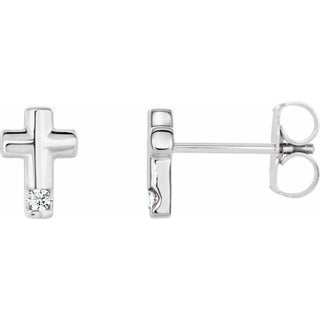 Sterling Silver .03 CTW Natural Diamond Cross Earrings          