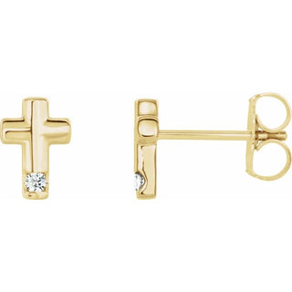 14K Yellow .03 CTW Natural Diamond Cross Earrings          