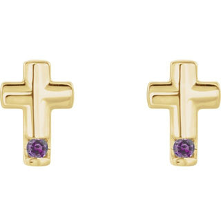 14K Yellow Natural Alexandrite Cross Earrings