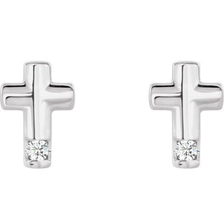 Platinum .03 CTW Natural Diamond Cross Earrings          