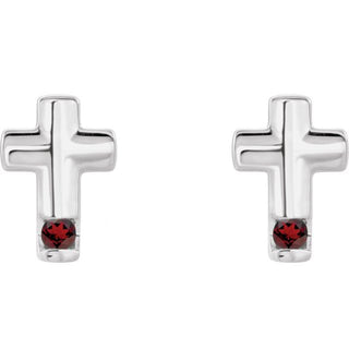 Platinum Natural Mozambique Garnet Cross Earrings