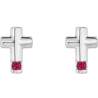 Platinum Natural Ruby Cross Earrings