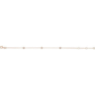 14K Rose 1/6 CTW Natural Diamond Bezel-Set 3-Station 5 1/2-7" Bracelet