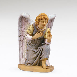 27-Inch Scale Kneeling Angel - Left Hand Up - Blue - Nativity Figure