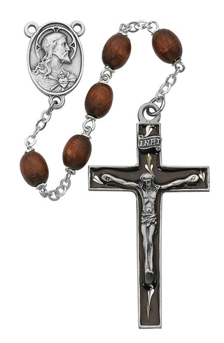Brown Oval Wood Rosary