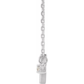14K White .03 CTW Natural Diamond Sideways Cross 16-18" Necklace