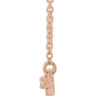 14K Rose .05 CTW Natural Diamond Sideways Cross Bar 18" Necklace  