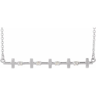 Platinum .05 CTW Natural Diamond Sideways Cross Bar 18" Necklace  