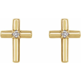 14K Yellow .03 CTW Natural Diamond Cross Earrings