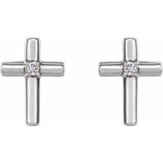 Sterling Silver .01 CTW Natural Diamond Cross Earrings 