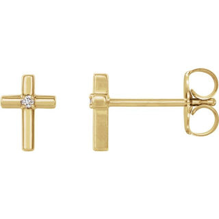 14K Yellow .06 CTW Natural Diamond Cross Earrings