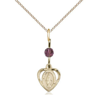 14kt Gold Filled Miraculous Medal with an Amethyst bead Religious and Catholic Jewelry