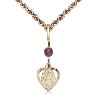 14kt Gold Filled Miraculous Medal with an Amethyst bead Religious and Catholic Jewelry