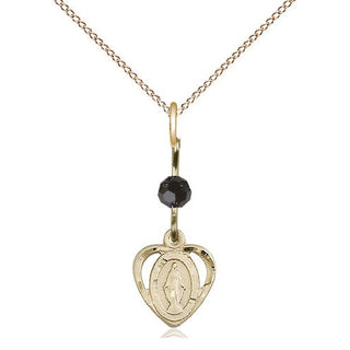 14kt Gold Miraculous Medal with a Black bead