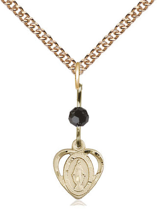 14kt Gold Miraculous Medal with a Black bead