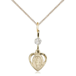 14kt Gold Filled Miraculous Medal with Crystal bead Religious and Catholic Jewelry