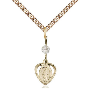 14kt Gold Filled Miraculous Medal with Crystal bead Religious and Catholic Jewelry