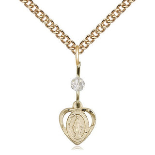 14kt Gold Filled Miraculous Medal with Crystal bead Religious and Catholic Jewelry