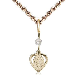 14kt Gold Filled Miraculous Medal with Crystal bead Religious and Catholic Jewelry