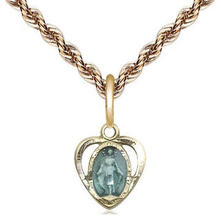 14kt Gold Filled Miraculous Heart w/Epoxy Medal Religious and Catholic Jewelry