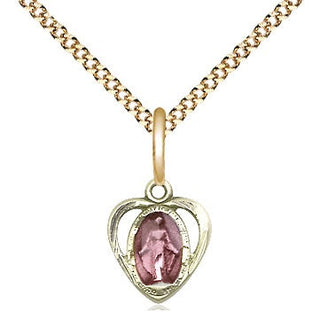 14kt Gold Filled Miraculous Heart w/Epoxy Medal Religious and Catholic Jewelry