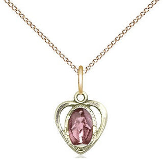 14kt Gold Miraculous Heart w/Epoxy Medal