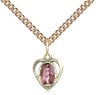 14kt Gold Miraculous Heart w/Epoxy Medal