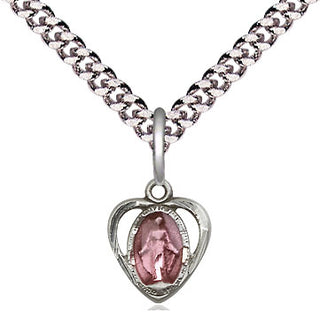 Pewter Miraculous Heart w/Epoxy Medal Religious and Catholic Jewelry