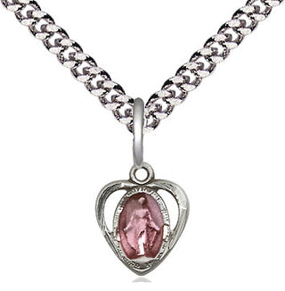 Pewter Miraculous Heart w/Epoxy Medal Religious and Catholic Jewelry