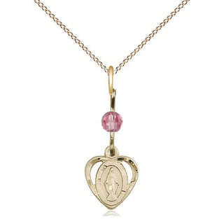 14kt Gold Filled Miraculous Medal with Rose bead Religious and Catholic Jewelry