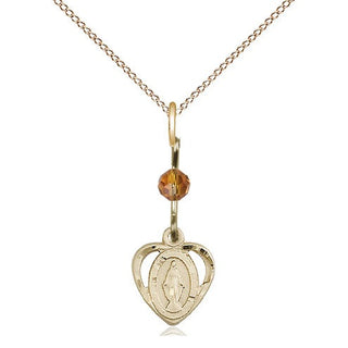 14kt Gold Filled Miraculous Medal with Topaz bead Religious and Catholic Jewelry