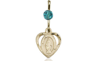14kt Gold Filled Miraculous Medal with a Zircon bead