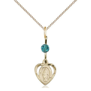 14kt Gold Miraculous Medal with a Zircon bead