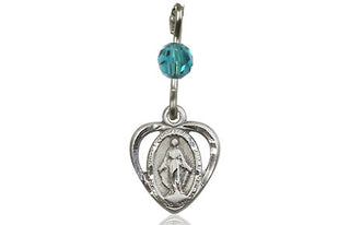 Pewter Miraculous Medal with a Zircon bead
