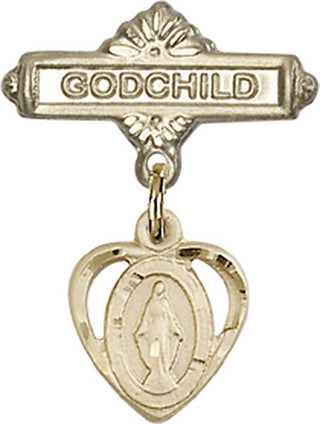 14kt Gold Filled Godchild Heart / Miraculous Baby Badge